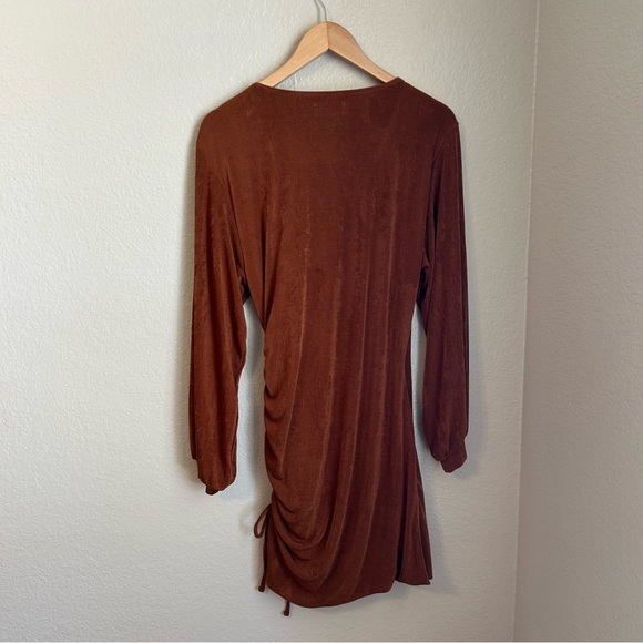 NWT, L*Space Women’s Melissa Ruched V-Neck Mini Dress in Coffee, Size X-Large - Picture 11 of 13